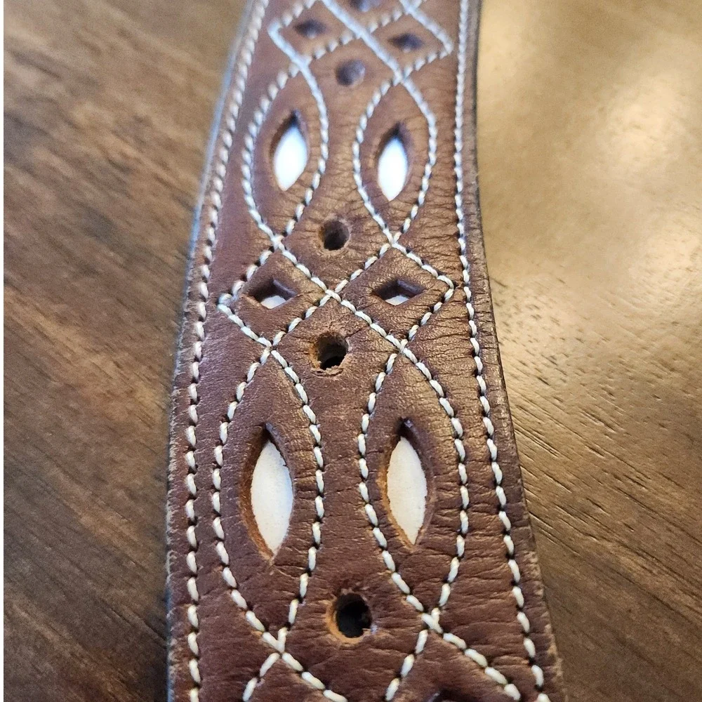 Orona 3D Belt Co 44 Western Arrow Embroidered Canvas Leather Belt Mexico. Rodeo